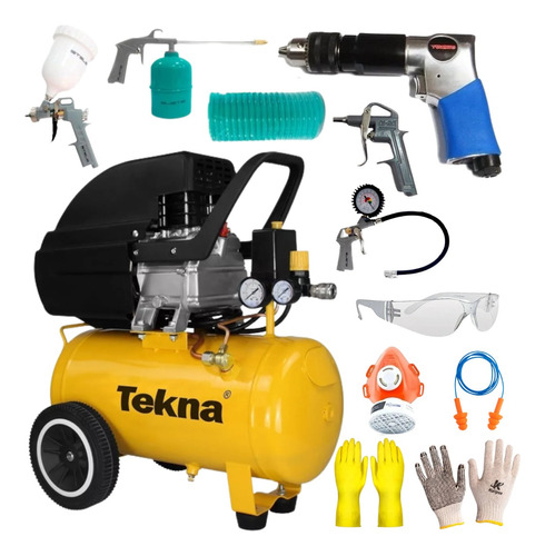 Compressor De Ar 20l Cp8022 Tekna C/furadeira + Kit Pintura