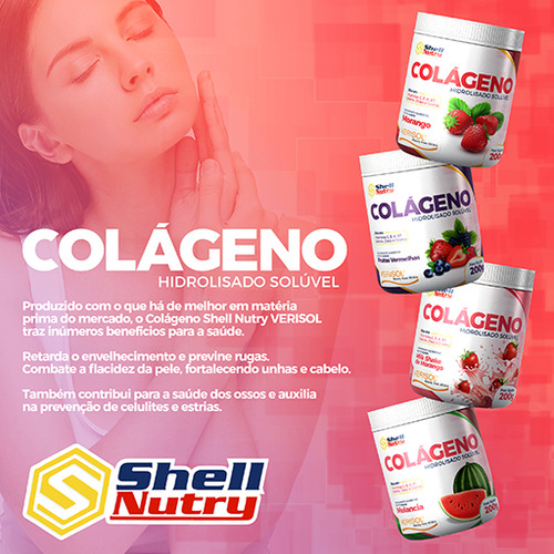 Colágeno Verisol em Pó Sabor Morango Shell Nutry 200g