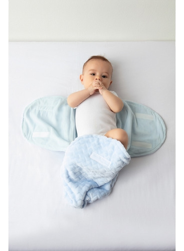 Imagem 8 de 9 de Saco De Dormir Com Velcro Baby Super Soft Azul Buba 09883
