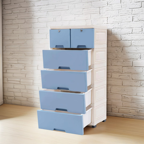 Cajonera Plástica Chynalys 6 Cajones 50x35x102cm Azul