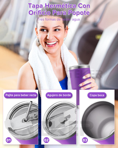Vaso Térmico Termo De Acero Inoxidable Frío/calor Topon 30oz Color Violeta