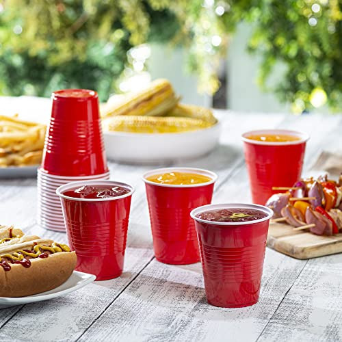 Disposable Party Plastic Cups Red Drinking Cups (12 Oz....