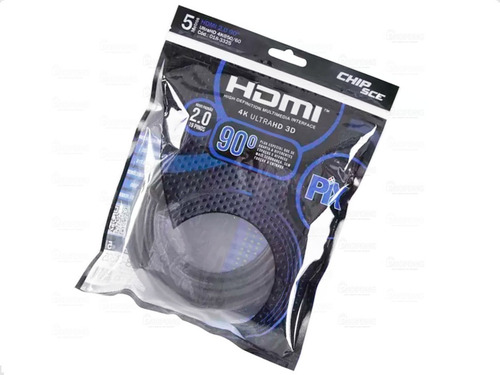 Cabo Hdmi 90 Graus 5 Metros 2.0 3d 4k 19 Pinos Pix 018-3325