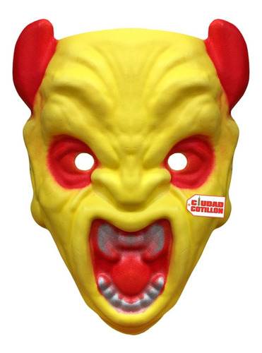Máscara Demonio Amarillo Halloween Terror - Ciudad Cotillón