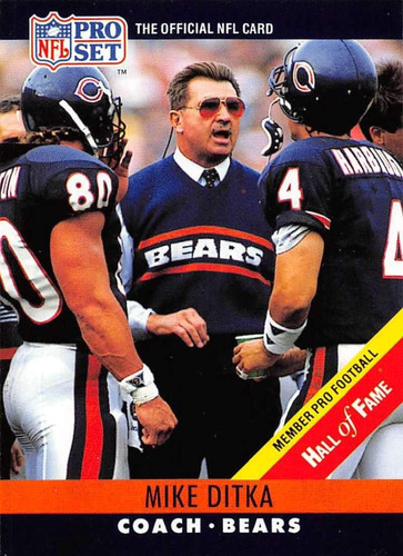 1990 Pro Set Football 59b Fuente Hof Pequeña Mike Ditka Chic