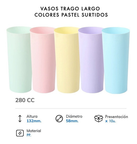 Imagen 2 de 10 de Vaso Trago Largo X 10 Plástico Descartable Transparente