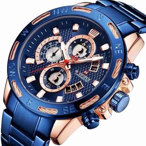 Reloj Naviforce Originales Acero Lnoxinoxidable Blue Nf9150m