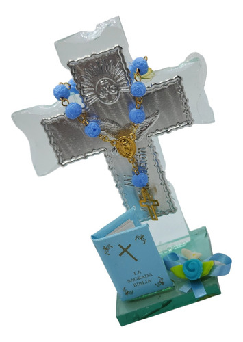 Recuerdo Confirmacion Niño Cruz Biblia Y Decenario 10 Pz
