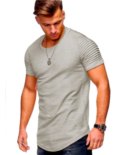 Remera Hombre Manga Corta Moda Slim Fit Entallada A14