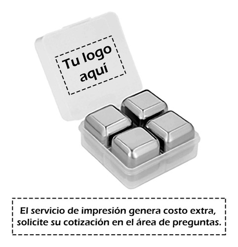 Imagen 2 de 9 de Estuche Con 4 Cubos De Hielo Reutilizable Acero Inoxidable