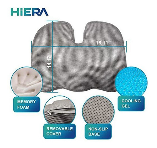 Imagen 7 de 8 de Cojin Asiento Ortopedico Memory Foam Y Gel Enfriante Tela 3d