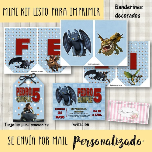 Mini Kit Imprimible Dragones Carrera Al Borde Mod.1 Cumple