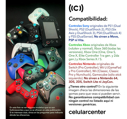 Pack 20 Grips Silicón Para Xbox One X S Ps5 Joystick Goma