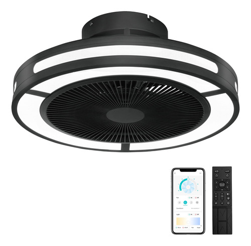 Ohniyou Ventilador De Techo Cerrado Con Luces, Ventilador De