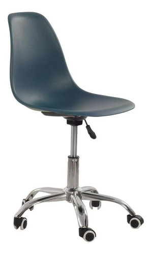 Cadeira Com Rodízios Eames Office Escritório - Azul Petróleo Cor Azul-petróleo