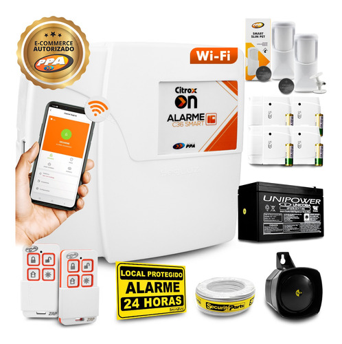 Kit Alarme S/ Fio Wifi App Celular Ppa 6 Sensor Com Bateria