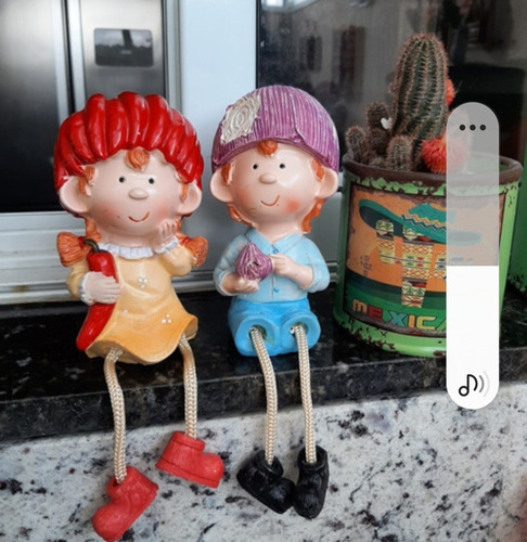 Casal Boneco Resina Casa E Jardim Enfeite Estatueta