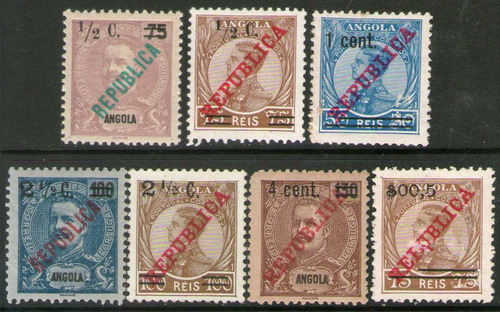 Angola 7 Sellos Nuevos Republica = Revalorizados Años 1919-1