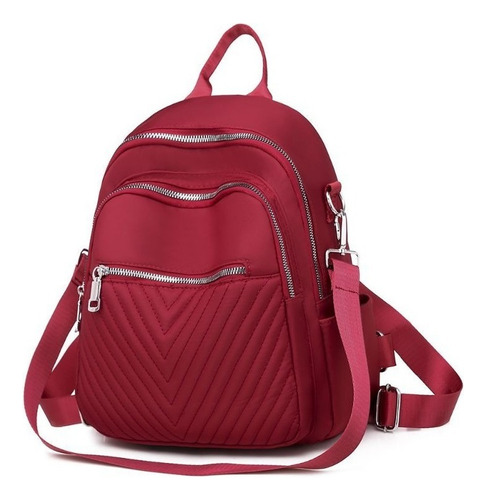 Mochila/ Bolsa Feminina Casual Impermeável Nylon Passeio Cor Vermelho