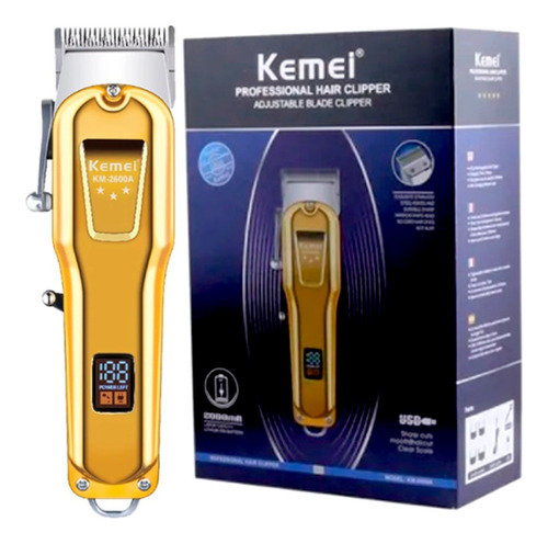 Máquina De Corte Kemei 2600a Visor Lcd Profissional Gold