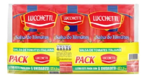 Pack Salsa De Tomate Lucchetti Italiana 6 Un De 200 G