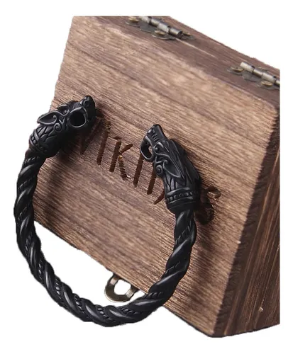 comprar Pulsera Hombre De Lujo Dragón Vikingo Negro Nórdico Vikings
