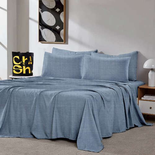 Oh! Sheets Juego De Sabanas Cationico 7 Piezas Matrimonial Gris Azulado