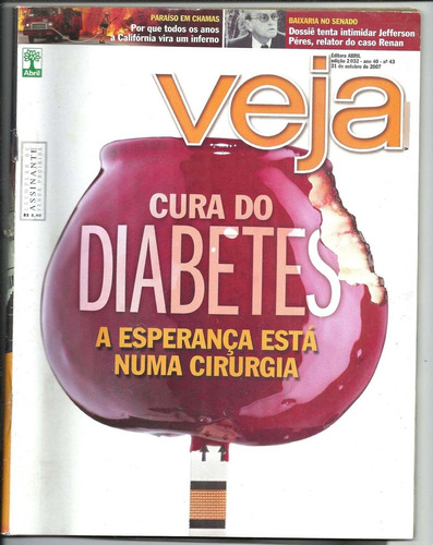 Revista Veja Antiga Nº 2032 Ano 2007 - Cura Do Diabets - Eq