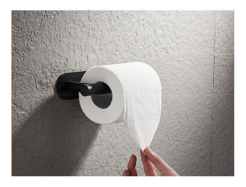 Set Accesorios Adhesivos Para Baño Negro Toallero 4 Piezas
