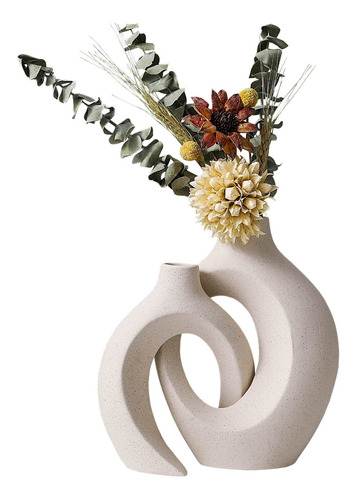 Goldtimo Jarron Ceramica Blanca Para Decoracion Juego 2 Flor