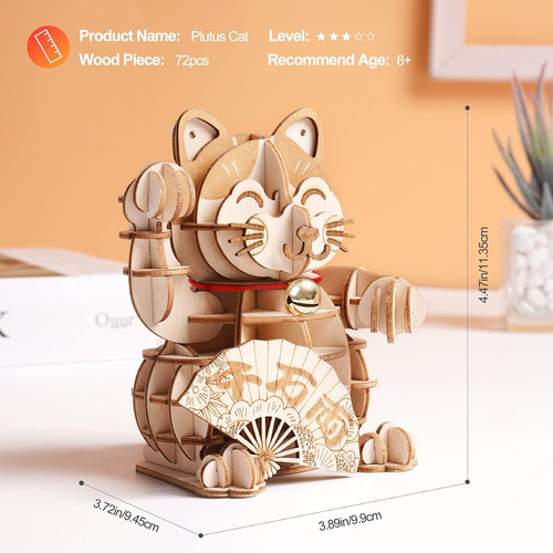Puzles De Madera 3d Rolife Lucky Cat, Bricolaje, Modelo K...