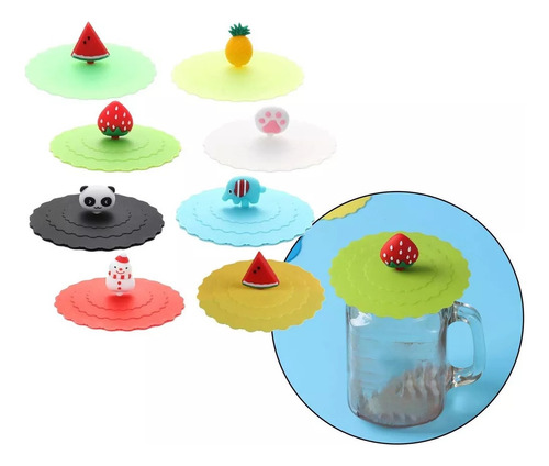 // 8pcs Tampas De Copo De Silicone Reutilizáveis Capa New