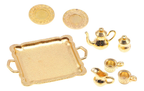 Juego De Té Para Casa De Muñecas, Juguete De Oro