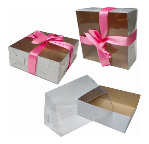 25 Caja Transparente / Blanca 12x12x5 Cms Mod. 1467  