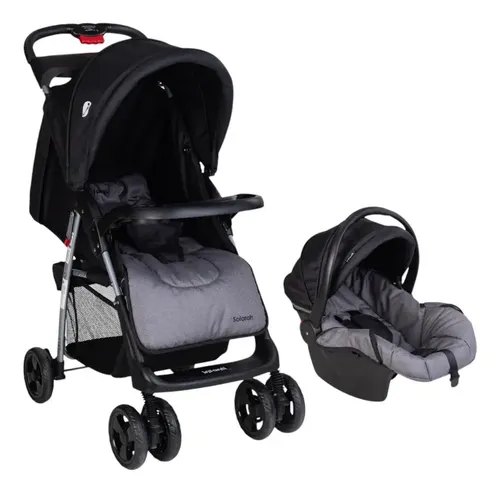 Infanti Carriola Sistema De Viaje Solarah Plegable Con Portabebé Gris Con Negro