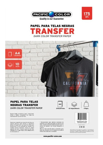 Papel Transfer Ropa Oscura 10 Hojas Tamaño A4 De 175grs - Ps