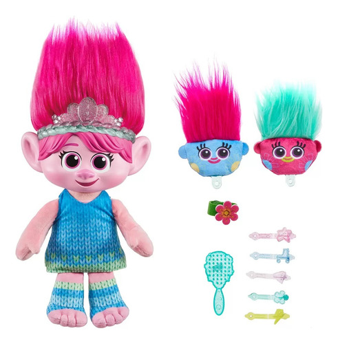 Trolls Muñeca Reina Poppy Princesa Cabello Luz Y Sonido
