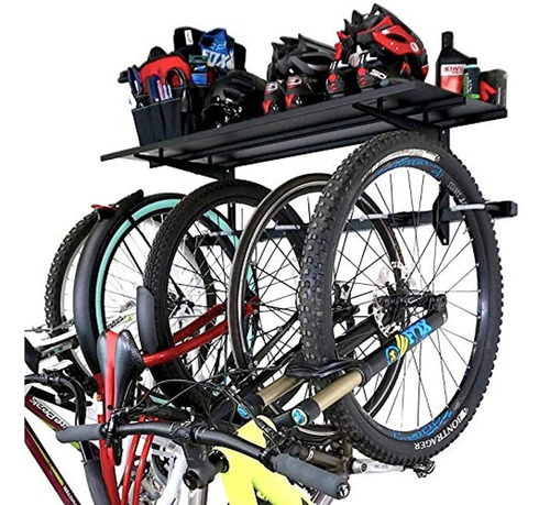 Soporte De Pared Para 5 Bicicletas Con Repisa