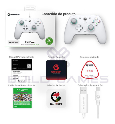 Controle Com Fio Gamesir G7 Se Xbox One X/s Com Hall Effect Cor Branco