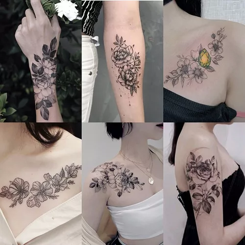 16 Tatuagens Femininas Temporária Para Mãos Removível 21x14cm - BZ-118