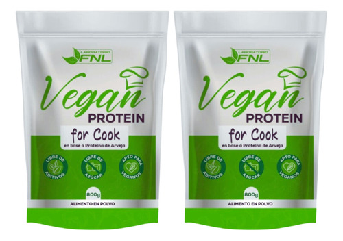 2 Vegan Protein Proteina Para Cocinar Fnl 800g S/sabor Whey