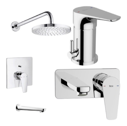 Combo Griferia Roca Atlas Lavat Pared+ducha Emb C/t+bidet Tr