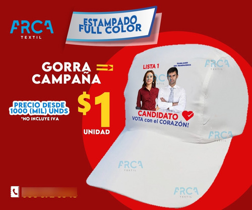 Gorra Publicitaria + Logo Full Color Hd - Fabrica Directa