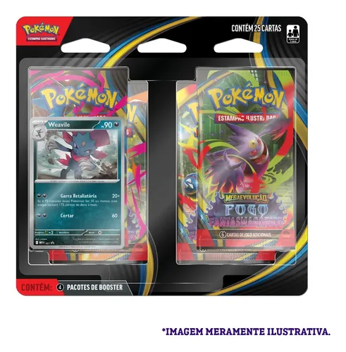 Cartas Pokémon Blister Quadruplo Weavile Fogo Fantasmagórico