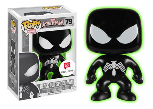 Funko Pop #79  Black Suit Spider Man W Exclusive Glow In The