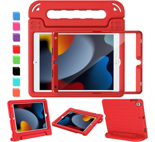 Funda iPad 10.2 Avawo Con Soporte Mano Niños Rojo