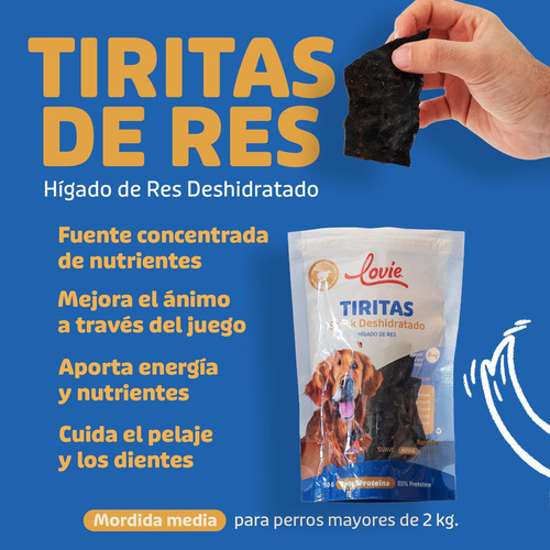 Hígado De Res Deshidratado Para Perros Lovie - Bolsa 50 Grs