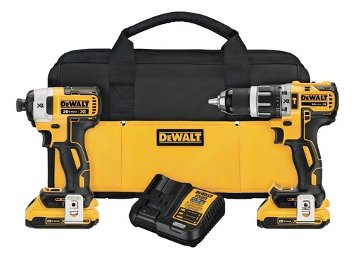 Kit Taladro Percutor Y Atorn De Impacto Xr Dewalt DCK287D2 color Amarillo