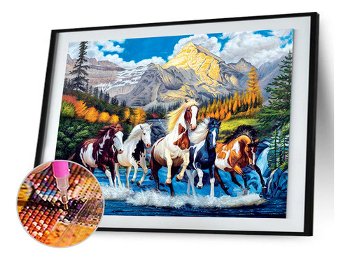 Mosaico Bordado De Caballo Con Broca Completa, Pintura De Di