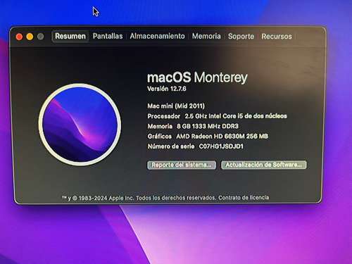 Apple Mac Mini 2011 I5 2.5ghz 8gb 240gb Ssd Adobe Y Office (Usado)